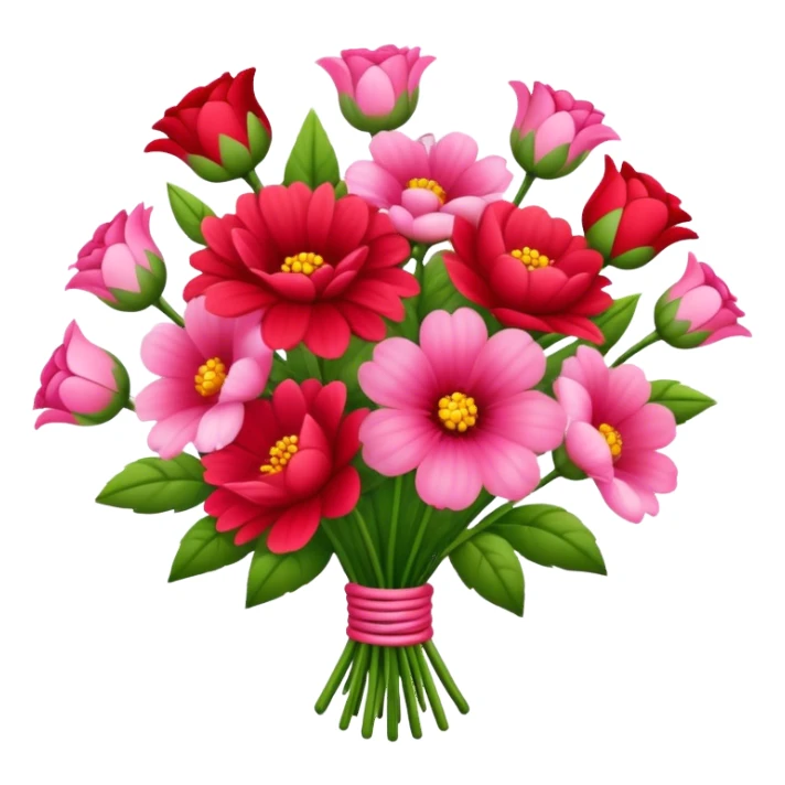 Ramo de flores rojas con rosado sticker