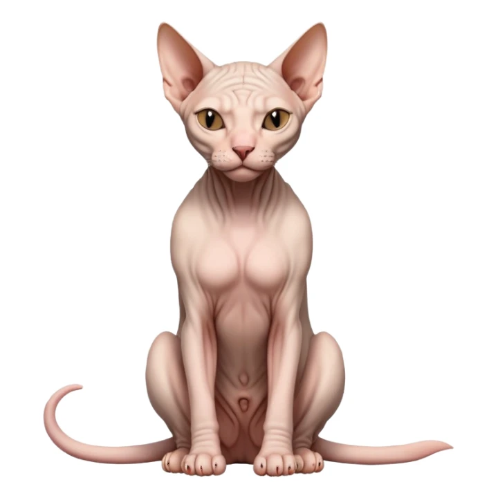 hairless sphynx cat full body sitting with eyes closed sticker