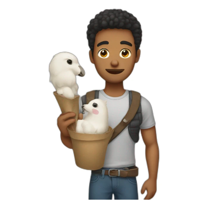 a guy holding petooha sticker