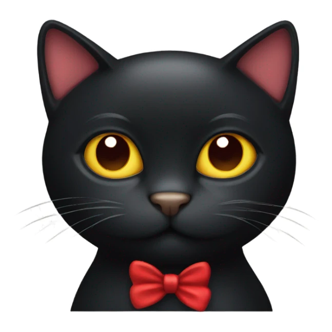 Black cat with a red bow  sticker