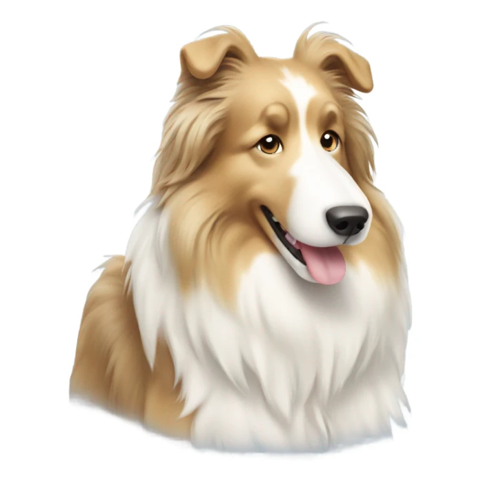 Fluffy big collie dog white and cream sticker