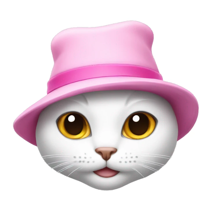 white cat with pink hat sticker