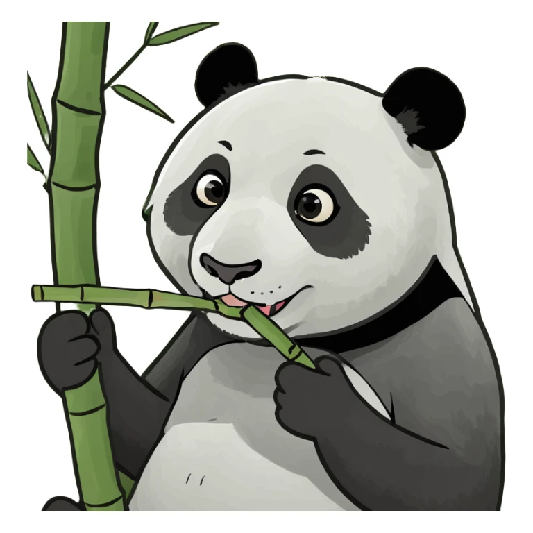 Cute little panda eating ￼ bamboo sticker