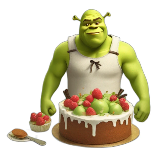 shrek giving life to a cake sticker