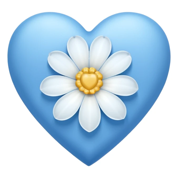 blue heart with one white flower sticker