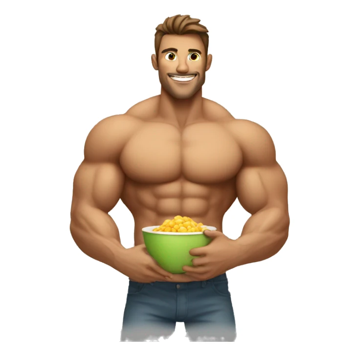 muscular guy eating healthy sticker