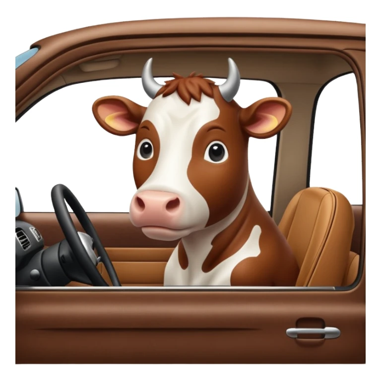 Cow in car  sticker
