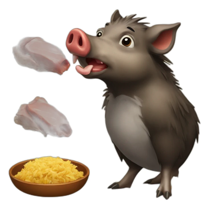 Wild boar eat chiken sticker