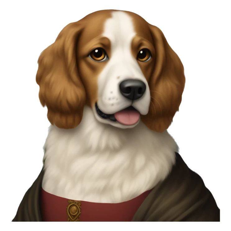 a dog painting monalisa sticker