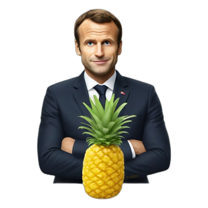 macron avec une tete d'ananas sticker