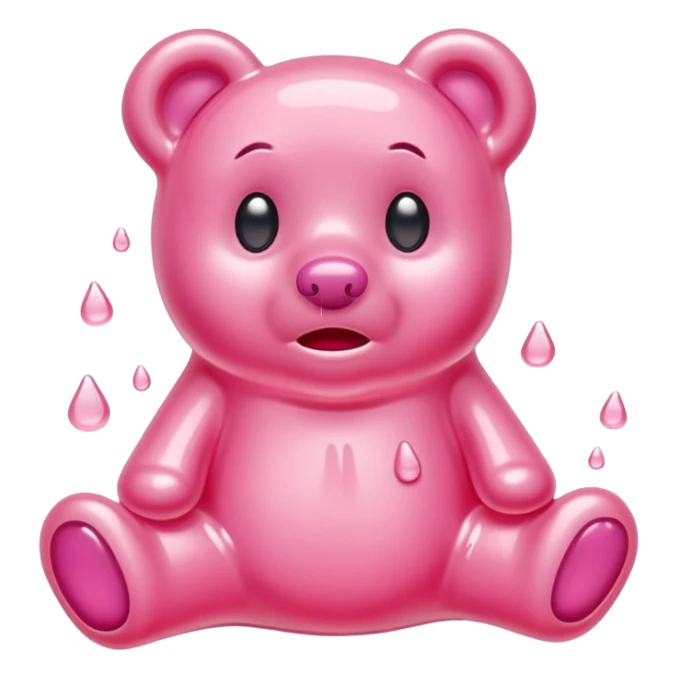 Crying pale pink Gummy bear melting into ground sticker