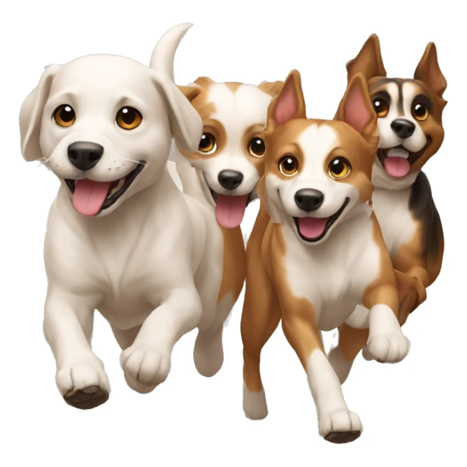 3 dogs  running together sticker