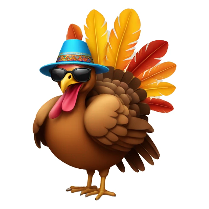 Turkey with sunglasses and indian hat sticker