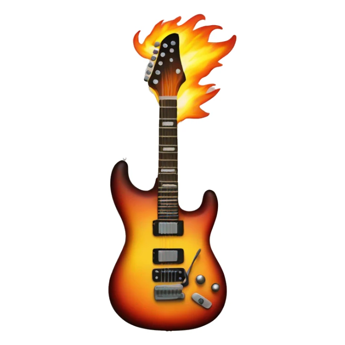 electric guitar on fire sticker