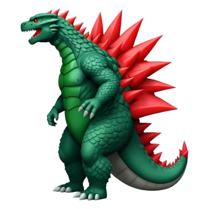 Make a red Godzilla with green spikes sticker