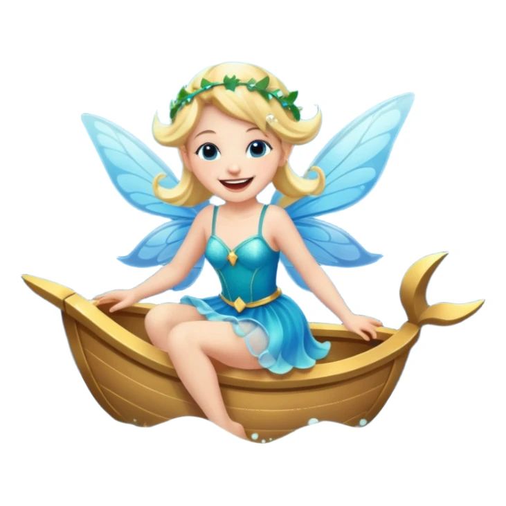 a fairy laughing while flying on a ocean sticker