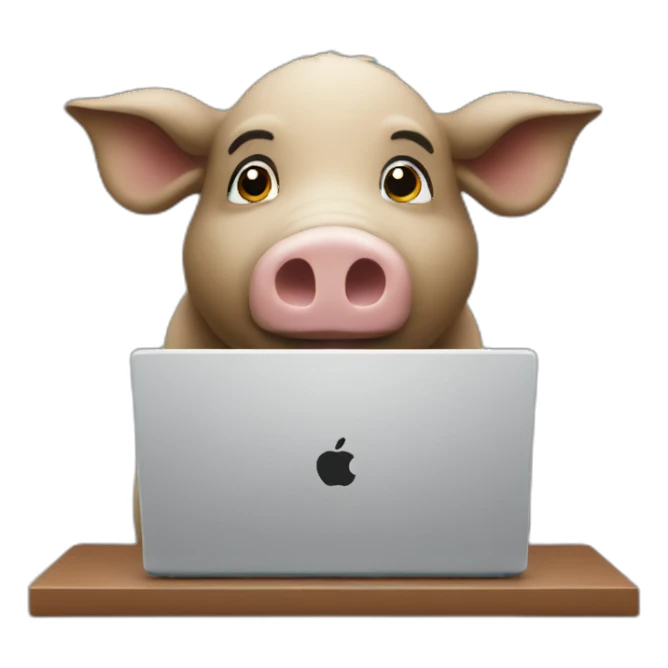 a sow pressing laptop sticker