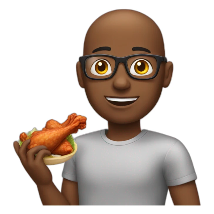 Bald black guy eating chicken wings sticker