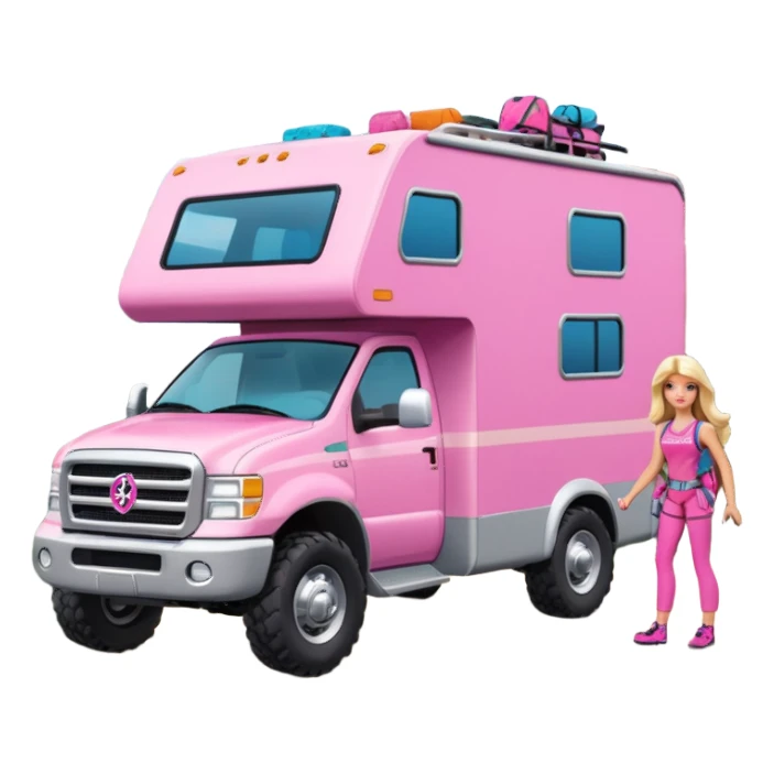Barbie off-roading rock-climbing dream Winnebago  sticker