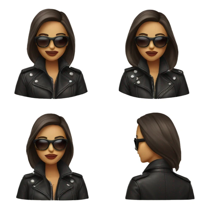 Model with leather jacket and oversized sunglasses sticker