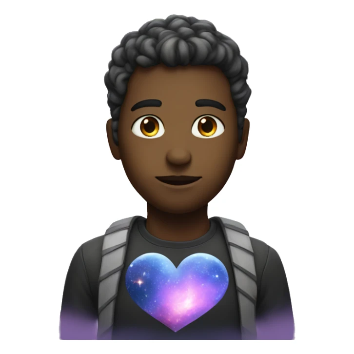 person with a galaxy heart sticker