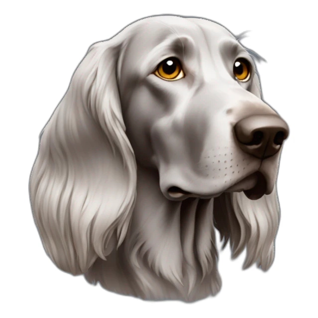 longhair weimaraner head 3/4 profile sticker