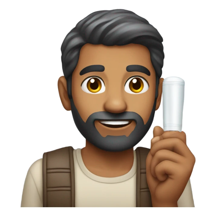 Indian man holding deodorant  sticker