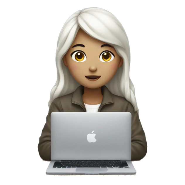 Korean girl with macbook sticker