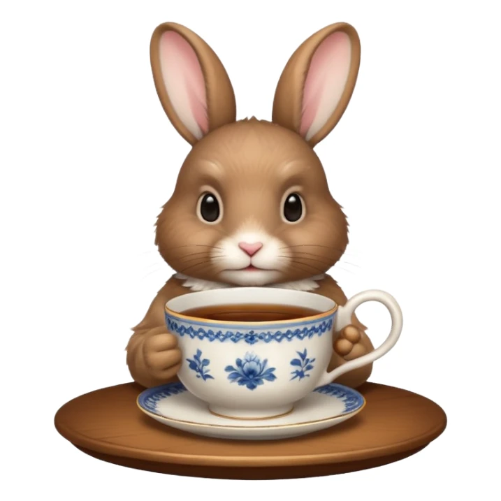 rabbit with tea sticker