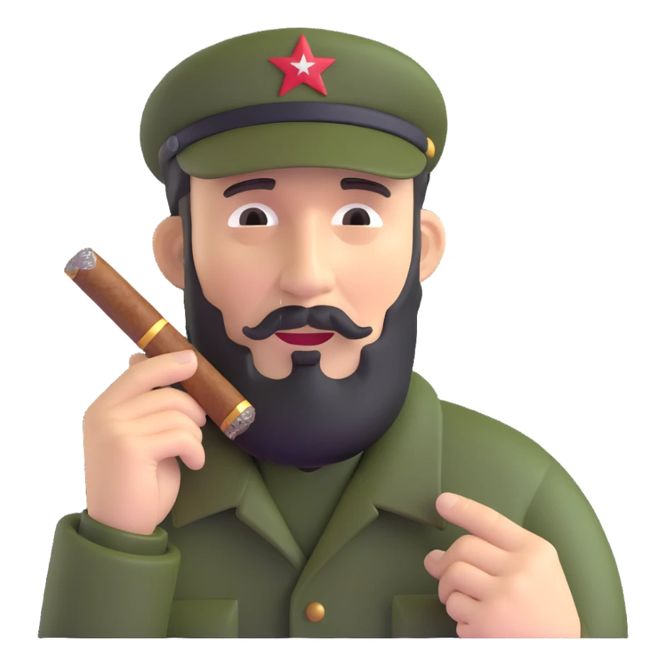 Fidel Castro with a cigar sticker