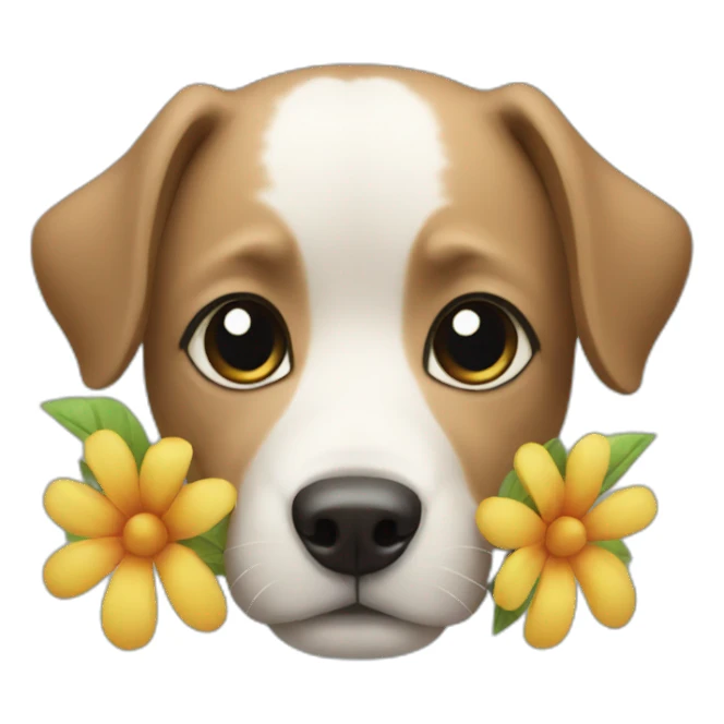 dog with flowers sticker