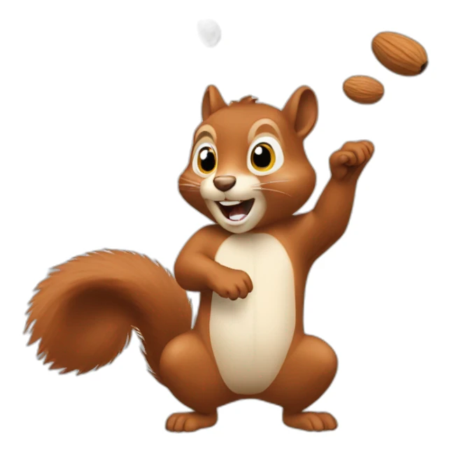 squirrel catching falling nut sticker