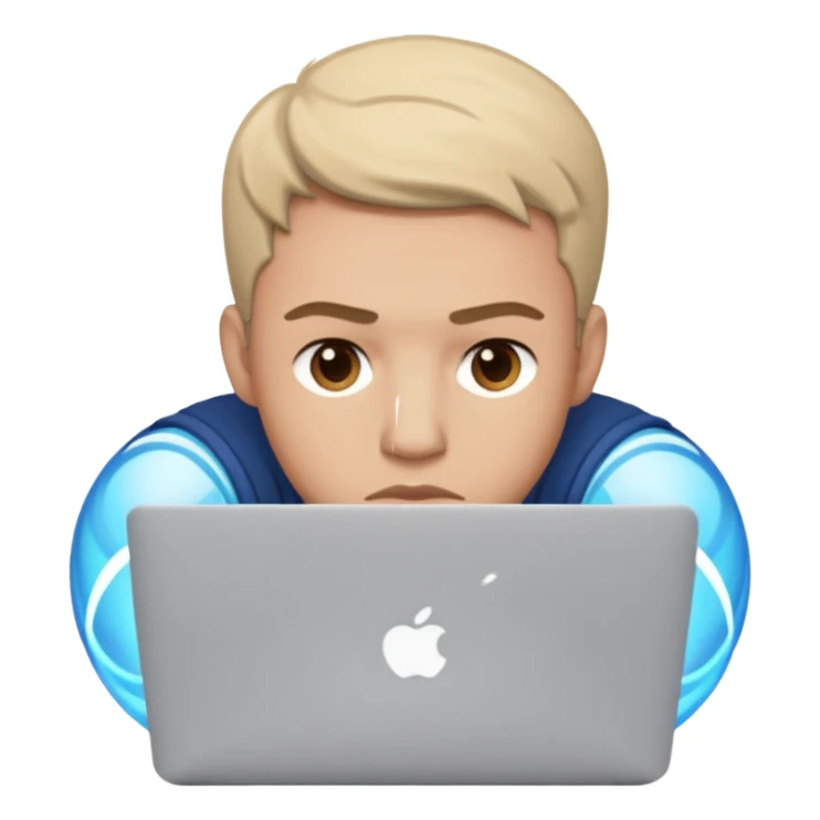 a man behind mackbook sticker