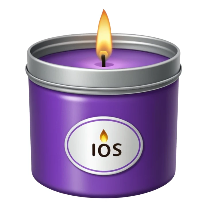 purple candle tin with decorative label sticker