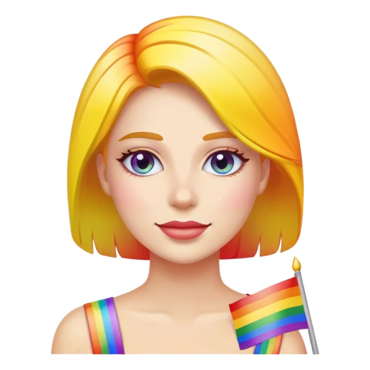 woman with rainbow flag sticker