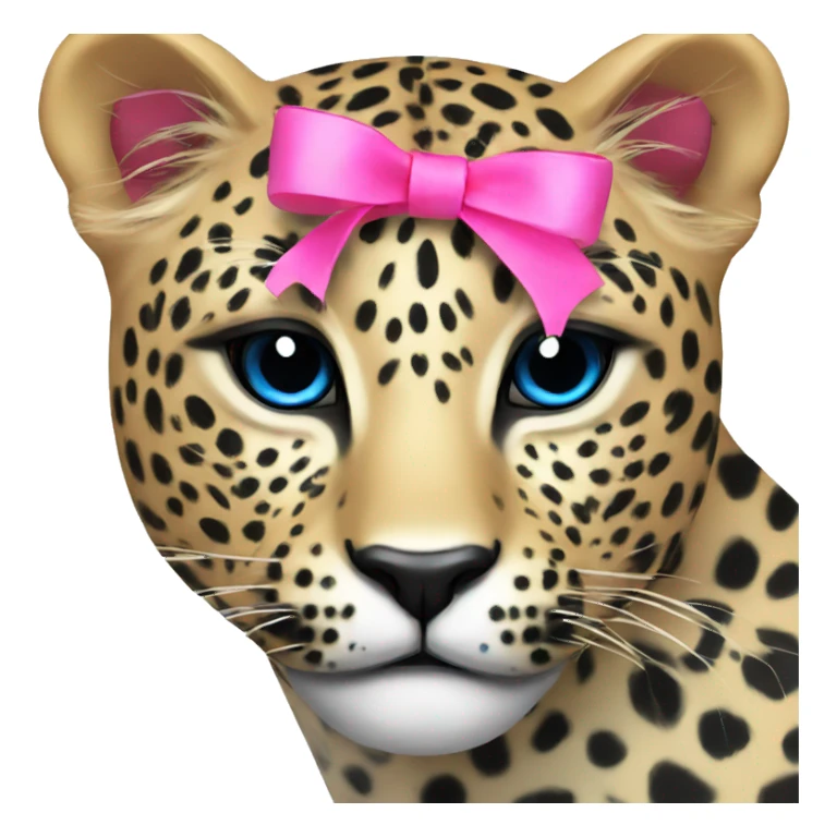  face leopard with black and blue spots with pink ribbon  sticker