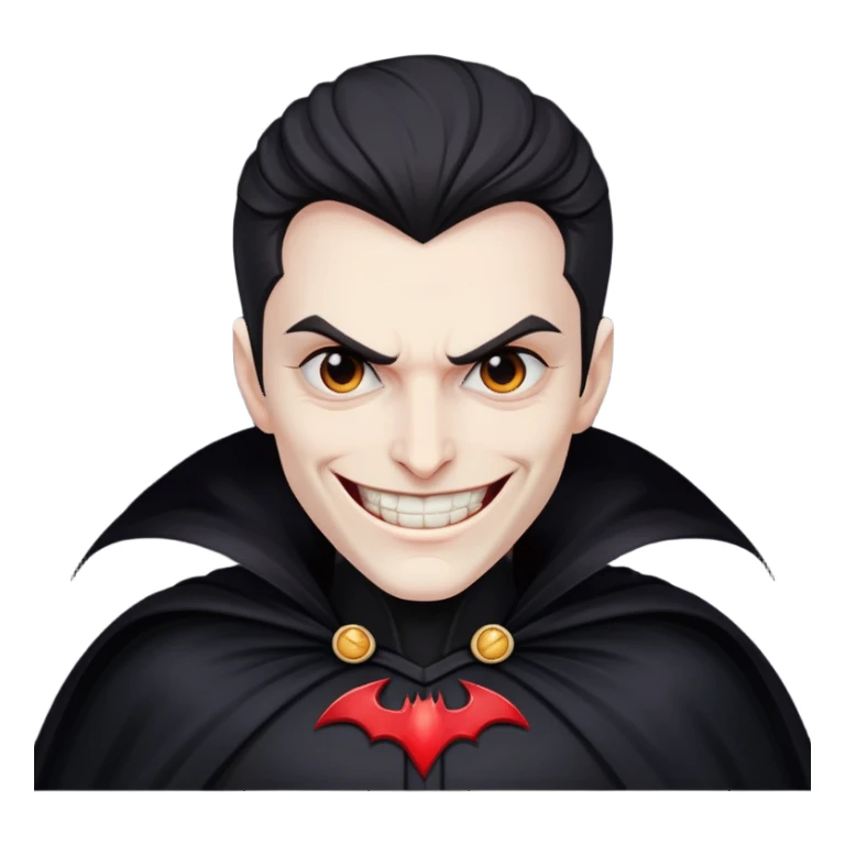 villain with evil grin and black cape sticker