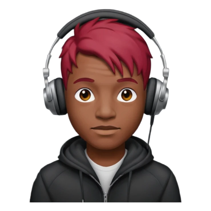 black man red head with headphone sticker