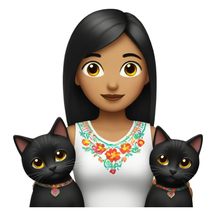 Mexican girl with 2 black cats sticker