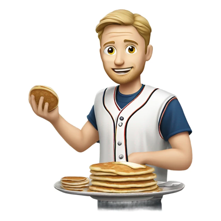 White man playing baseball eating pancakes ￼￼ sticker