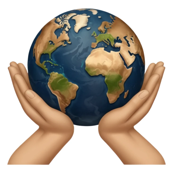 simple Beige hands holding simple earth sticker