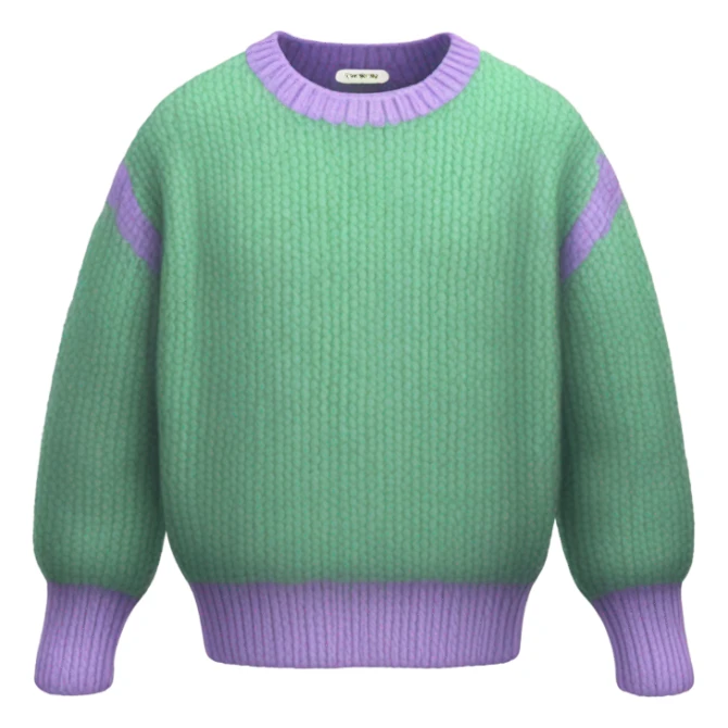 Lilac green cropped oversize wool sweater, isolated sticker