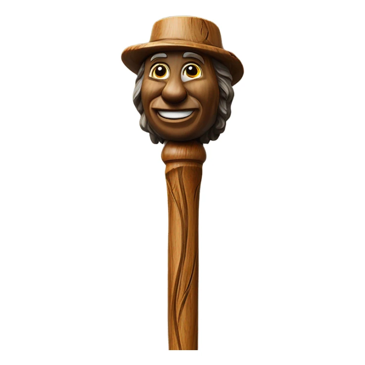 Wooden walking cane magic rustic sticker