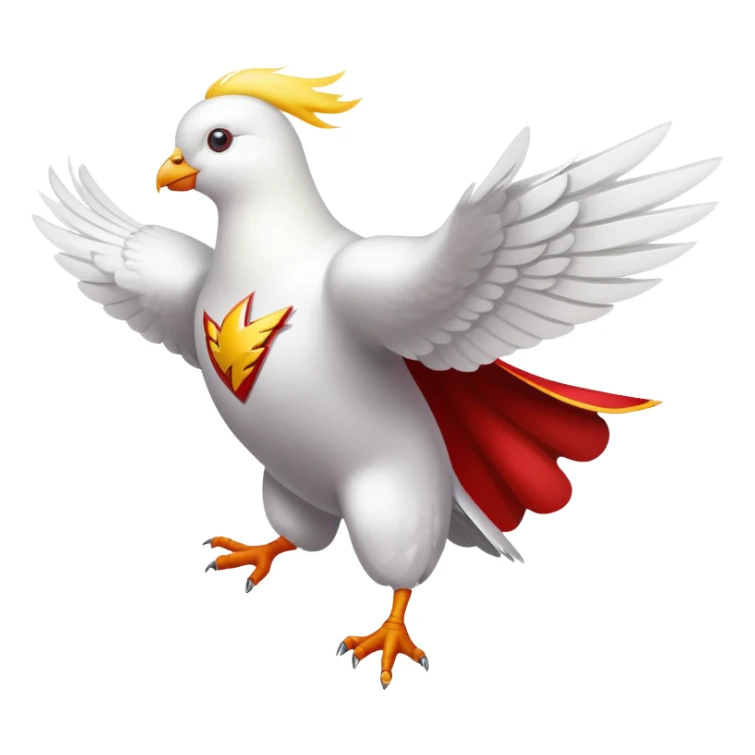 white pigeon wearing Flash superhero suit sticker