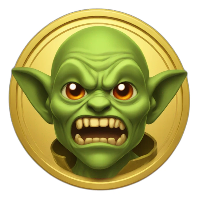 gold coin goblin  evil sticker