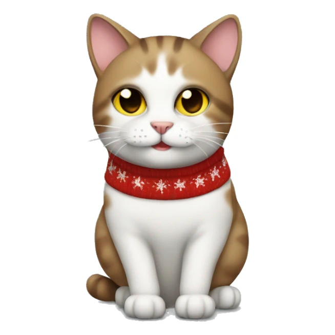 A cat wearing a Christmas sweater sticker