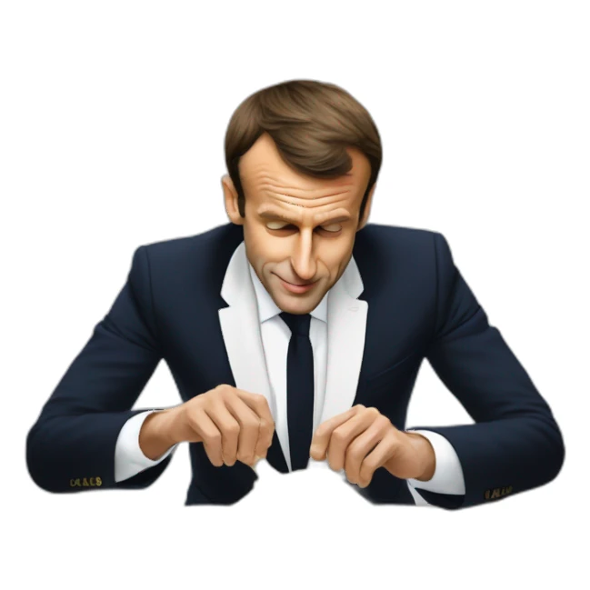 Emmanuel Macron sniffing flour sticker