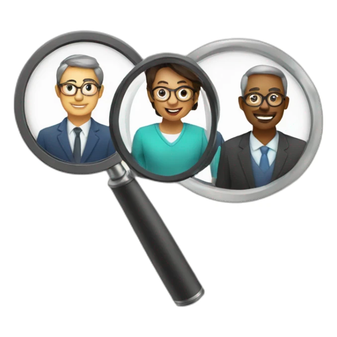 3 diverse experts + magnifying glass sticker