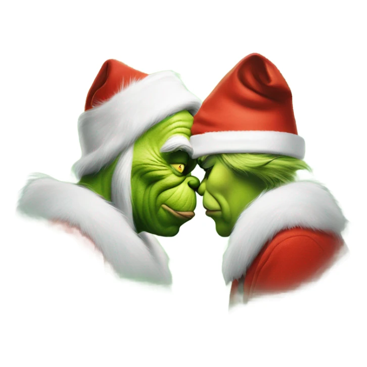 the grinch kissing santa sticker