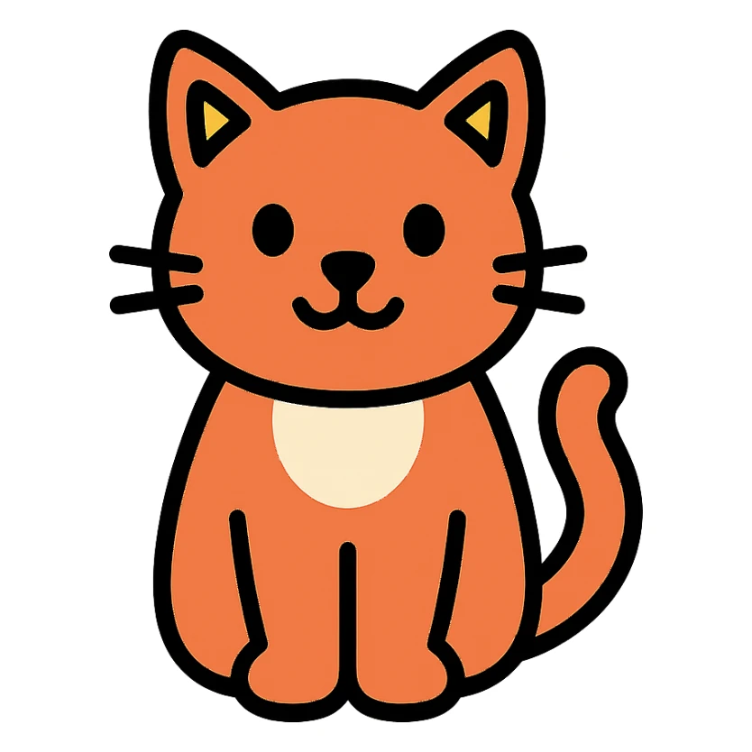 cat, lineal color icon with black outlines sticker